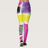 Neon Squares Retro Abstract Patroon Leggings (Achterkant)