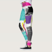 Neon Squares Retro Abstract Patroon Leggings (Links)