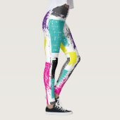 Neon Squares Retro Abstract Patroon Leggings (Rechts)