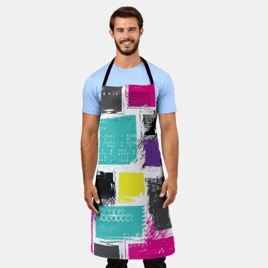 Neon Squares Retro Abstract Patroon Schort (Gedragen)