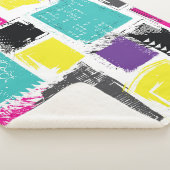 Neon Squares Retro Abstract Patroon Sherpa Deken (3/4)