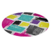 Neon Squares Retro Abstract Patroon Snijplank (Hoek)