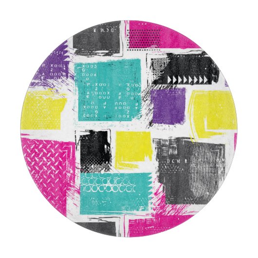 Neon Squares Retro Abstract Patroon Snijplank (Voorkant)