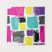 Neon Squares Retro Abstract Patroon Wandkleed (Voorkant (horizontaal))