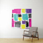Neon Squares Retro Abstract Patroon Wandkleed (In Situ (horizontaal))