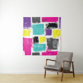 Neon Squares Retro Abstract Patroon Wandkleed (In situ)