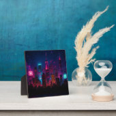 Neon Stads Silhouet: Retro-Futurisme Fotoplaat (Insitu)