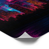 Neon Stads Silhouet: Retro-Futurisme Poster (Hoek)
