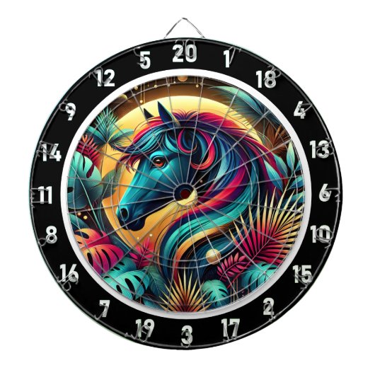 Neon Stallion Tropical Retreat Dartbord (Voorkant)