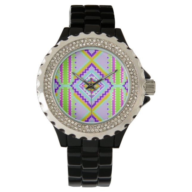 Neon Stameldromen Kaleidoscoop Horloge (Voorkant)