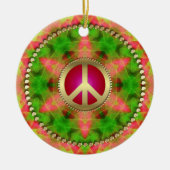 Neon Star Groovy Peace Sign Hanging Ornament (Voorkant)