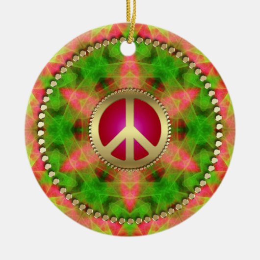 Neon Star Groovy Peace Sign Hanging Ornament (Voorkant)