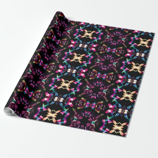 Neon Starburst-caleidoscoop Cadeaupapier (Uitgerold)