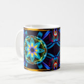 Neon Starburst-caleidoscoop Koffiemok (Voorkant links)