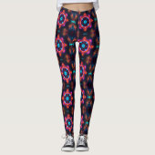 Neon Starburst-caleidoscoop Leggings (Voorkant)