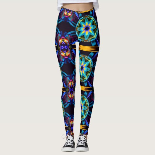 Neon Starburst-caleidoscoop Leggings (Voorkant)