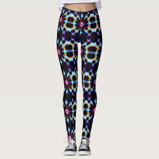 Neon Starburst-caleidoscoop Leggings (Voorkant)