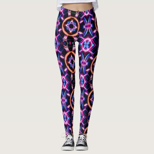 Neon Starburst-caleidoscoop Leggings (Voorkant)