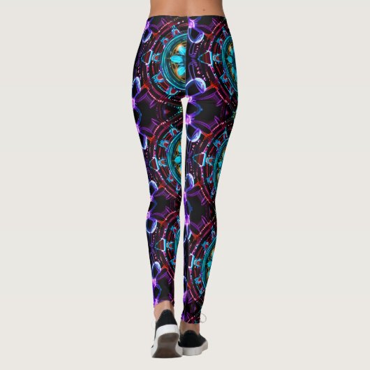 Neon Starburst-caleidoscoop Leggings (Achterkant)