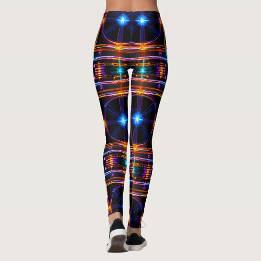 Neon Starburst-caleidoscoop Leggings (Achterkant)