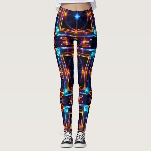 Neon Starburst-caleidoscoop Leggings (Voorkant)