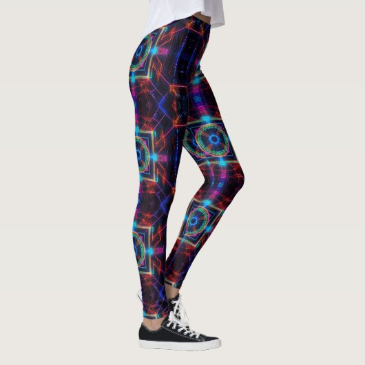 Neon Starburst-caleidoscoop Leggings (Rechts)