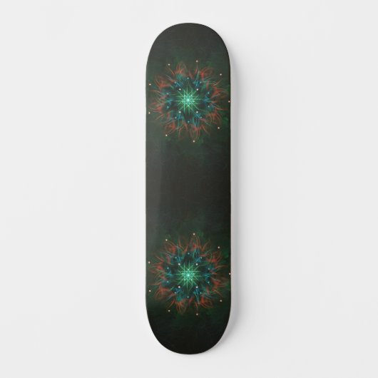 Neon Starburst Fractal – Glowing Green and Electri Persoonlijk Skateboard (Voorkant)