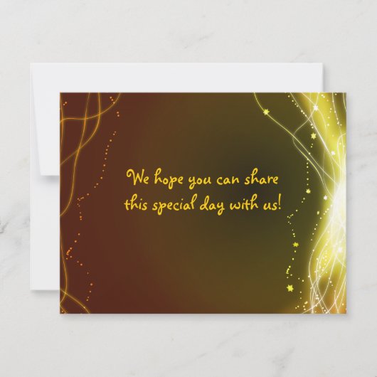 NEON STARS Bat Mitzvah Reply Card GOLD RSVP Kaartje (Voorkant)