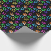 Neon Stars op zwart Cadeaupapier (Hoek)