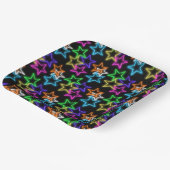 Neon Stars op zwart Papieren Bordje (Gebogen)