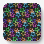 Neon Stars op zwart Papieren Bordje (Voorkant)