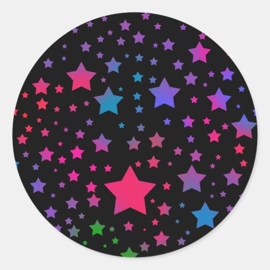 Neon Stars Ronde Sticker (Voorkant)
