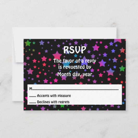 Neon Stars RSVP Kaartje (Voorkant)