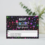 Neon Stars RSVP Kaartje (Staand voorkant)
