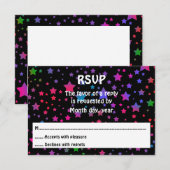 Neon Stars RSVP Kaartje (Voorkant / Achterkant)