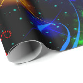 Neon Stars Swirls Paint Splatter Abstract Cadeaupapier (Rol Hoek)