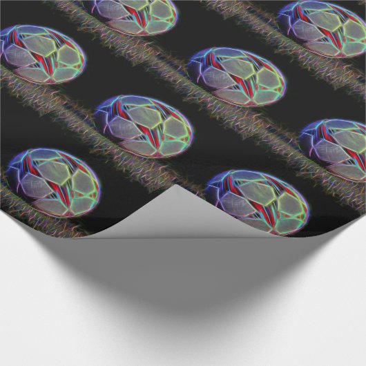 Neon Stars Voetbal Cadeaupapier (Hoek)