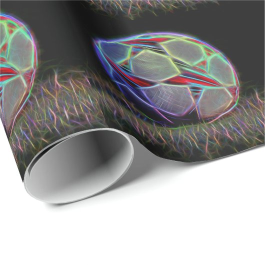 Neon Stars Voetbal Cadeaupapier (Rol Hoek)