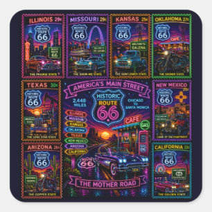 Neon Stempel Moederweg Decal Vierkante Sticker