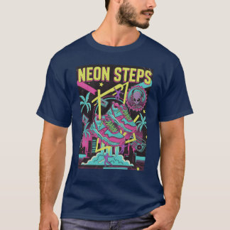 Neon Steps Retro Athletic retro T-shirt