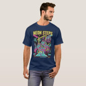 Neon Steps Retro sportieve retro T-shirt (Voorkant volledig)
