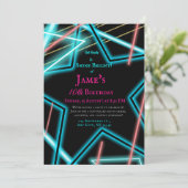 Neon ster retro Euphoria stijl verjaardagsuitnodig Kaart (Staand voorkant)