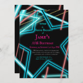 Neon ster retro Euphoria stijl verjaardagsuitnodig Kaart (Voorkant / Achterkant)
