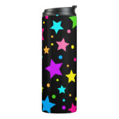 Neon sterren op zwart thermosbeker (Gedraaid links)