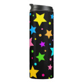 Neon sterren op zwart thermosbeker (Geroteerd rechts)