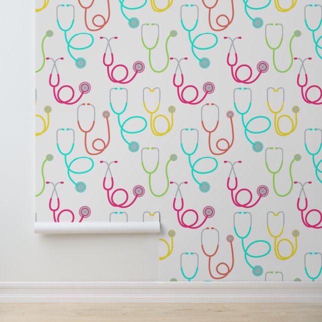 Neon Stethoscoop patroon Behang (Applicatie)