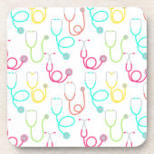 Neon Stethoscoop patroon Bier Onderzetter (Voorkant)