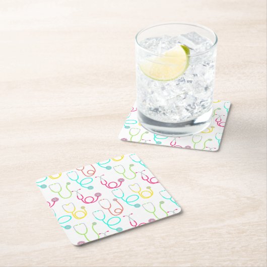 Neon Stethoscoop patroon Kartonnen Onderzetters (Insitu)