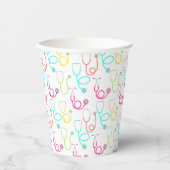 Neon Stethoscoop patroon Papieren Bekers (Voorkant)