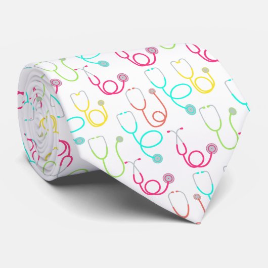 Neon Stethoscoop patroon Stropdas (Opgerold)